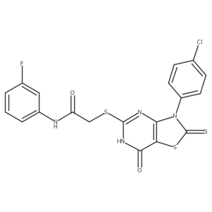 2-((3-(4-chlorophenyl)-7-oxo-2-thioxo-2,3,6,7-tetrahydrothiazolo[4,5-d]pyrimidin-5-yl)thio)-N-(3-fluorophenyl)acetamide Structure