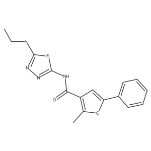 N-[5-(ethylsulfanyl)-1,3,4-thiadiazol-2-yl]-2-methyl-5-phenylfuran-3-carboxamide Structure