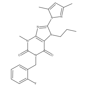 8-(3,5-dimethyl-1H-pyrazol-1-yl)-1-(2-fluorobenzyl)-3-methyl-7-propyl-1H-purine-2,6(3H,7H)-dione Structure