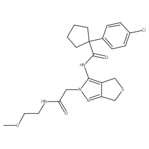 1-(4-chlorophenyl)-N-(2-(2-((2-methoxyethyl)amino)-2-oxoethyl)-4,6-dihydro-2H-thieno[3,4-c]pyrazol-3-yl)cyclopentanecarboxamide Structure