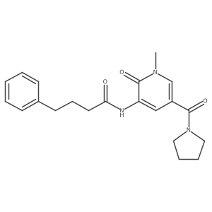 N-(1-methyl-2-oxo-5-(pyrrolidine-1-carbonyl)-1,2-dihydropyridin-3-yl)-4-phenylbutanamide结构式