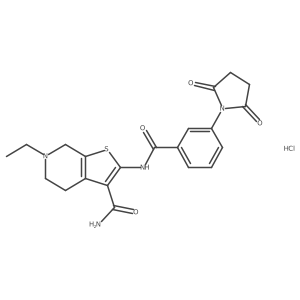 2-(3-(2,5-Dioxopyrrolidin-1-yl)benzamido)-6-ethyl-4,5,6,7-tetrahydrothieno[2,3-c]pyridine-3-carboxamide hydrochloride Structure