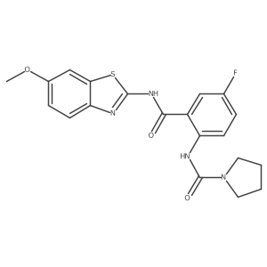 N-{4-fluoro-2-[(6-methoxy-1,3-benzothiazol-2-yl)carbamoyl]phenyl}pyrrolidine-1-carboxamide Structure