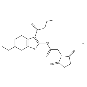 Ethyl 2-(2-(2,5-dioxopyrrolidin-1-yl)acetamido)-6-ethyl-4,5,6,7-tetrahydrothieno[2,3-c]pyridine-3-carboxylate hydrochloride结构式