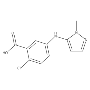 2-chloro-5-((2-methyl-2H-pyrazol-3-yl)amino)-benzoic acid Structure
