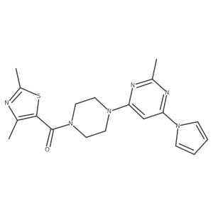 (2,4-dimethylthiazol-5-yl)(4-(2-methyl-6-(1H-pyrrol-1-yl)pyrimidin-4-yl)piperazin-1-yl)methanone结构式