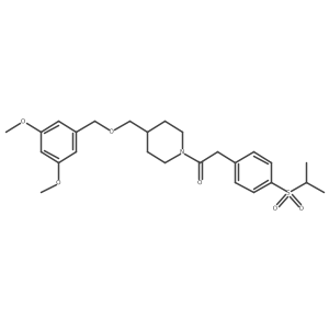 1-(4-(((3,5-Dimethoxybenzyl)oxy)methyl)piperidin-1-yl)-2-(4-(isopropylsulfonyl)phenyl)ethanone Structure