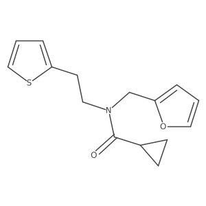 N-(furan-2-ylmethyl)-N-(2-(thiophen-2-yl)ethyl)cyclopropanecarboxamide结构式