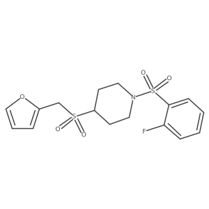 1-((2-Fluorophenyl)sulfonyl)-4-((furan-2-ylmethyl)sulfonyl)piperidine结构式
