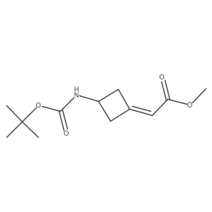 (3-tert-Butoxycarbonylamino-cyclobutylidene)-acetic acid methyl ester Structure