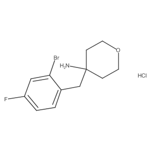 4-[(2-Bromo-4-fluorophenyl)methyl]oxan-4-amine hydrochloride结构式