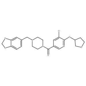 (4-(Benzo[d][1,3]dioxol-5-ylmethyl)piperazin-1-yl)(5-chloro-6-((tetrahydrofuran-3-yl)oxy)pyridin-3-yl)methanone Structure
