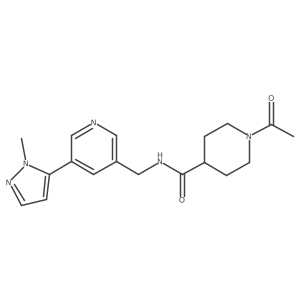 1-acetyl-N-((5-(1-methyl-1H-pyrazol-5-yl)pyridin-3-yl)methyl)piperidine-4-carboxamide Structure