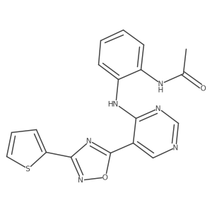 N-(2-((5-(3-(thiophen-2-yl)-1,2,4-oxadiazol-5-yl)pyrimidin-4-yl)amino)phenyl)acetamide Structure