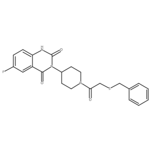 3-(1-(2-(benzylthio)acetyl)piperidin-4-yl)-6-fluoroquinazoline-2,4(1H,3H)-dione结构式