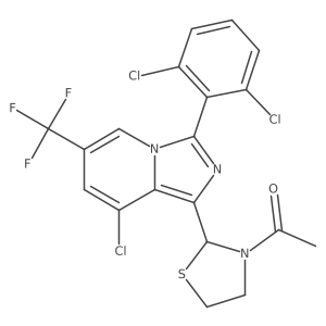 1-[(2S)-2-[8-chloro-3-(2,6-dichlorophenyl)-6-(trifluoromethyl)imidazo[1,5-a]pyridin-1-yl]-1,3-thiazolidin-3-yl]ethan-1-one Structure