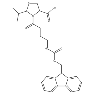 3-[4-({[(9H-fluoren-9-yl)methoxy]carbonyl}amino)butanoyl]-2-(propan-2-yl)-1,3-thiazolidine-4-carboxylic acid结构式