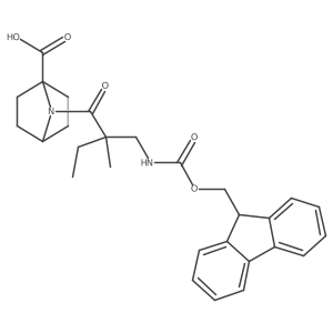 7-{2-[({[(9H-fluoren-9-yl)methoxy]carbonyl}amino)methyl]-2-methylbutanoyl}-7-azabicyclo[2.2.1]heptane-1-carboxylic acid结构式