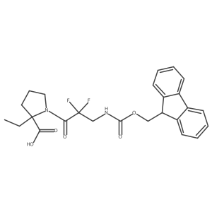 2-ethyl-1-[3-({[(9H-fluoren-9-yl)methoxy]carbonyl}amino)-2,2-difluoropropanoyl]pyrrolidine-2-carboxylic acid结构式