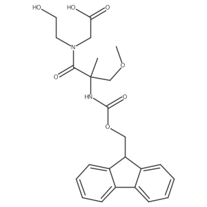 2-[2-({[(9H-fluoren-9-yl)methoxy]carbonyl}amino)-N-(2-hydroxyethyl)-2-(methoxymethyl)propanamido]acetic acid结构式