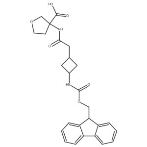 3-{2-[3-({[(9H-fluoren-9-yl)methoxy]carbonyl}amino)cyclobutyl]acetamido}oxolane-3-carboxylic acid结构式