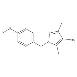 3,5-Dimethyl-1-[(4-methylsulfanylphenyl)methyl]pyrazol-4-amine Structure
