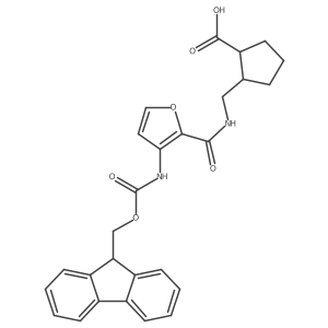 rac-(1R,2S)-2-({[3-({[(9H-fluoren-9-yl)methoxy]carbonyl}amino)furan-2-yl]formamido}methyl)cyclopentane-1-carboxylic acid结构式