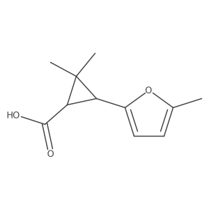 rac-(1R,3R)-2,2-dimethyl-3-(5-methylfuran-2-yl)cyclopropane-1-carboxylic acid结构式