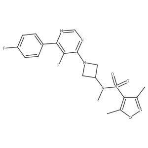 N-{1-[5-fluoro-6-(4-fluorophenyl)pyrimidin-4-yl]azetidin-3-yl}-N,3,5-trimethyl-1,2-oxazole-4-sulfonamide结构式
