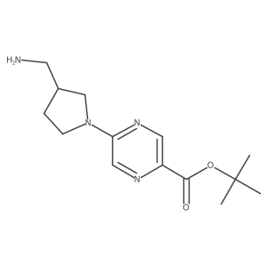 Tert-butyl 5-[3-(aminomethyl)pyrrolidin-1-yl]pyrazine-2-carboxylate结构式
