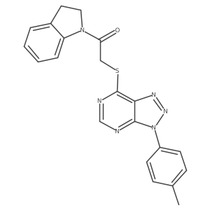 1-(indolin-1-yl)-2-((3-(p-tolyl)-3H-[1,2,3]triazolo[4,5-d]pyrimidin-7-yl)thio)ethanone结构式