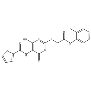 N-(4-amino-6-oxo-2-((2-oxo-2-(o-tolylamino)ethyl)thio)-1,6-dihydropyrimidin-5-yl)furan-2-carboxamide Structure