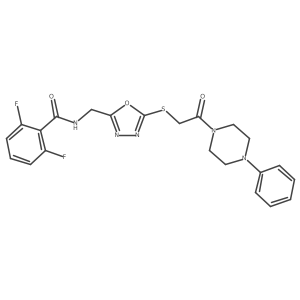 2,6-difluoro-N-((5-((2-oxo-2-(4-phenylpiperazin-1-yl)ethyl)thio)-1,3,4-oxadiazol-2-yl)methyl)benzamide结构式