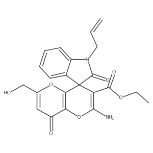 ethyl 1-allyl-2'-amino-6'-(hydroxymethyl)-2,8'-dioxo-8'H-spiro[indoline-3,4'-pyrano[3,2-b]pyran]-3'-carboxylate结构式