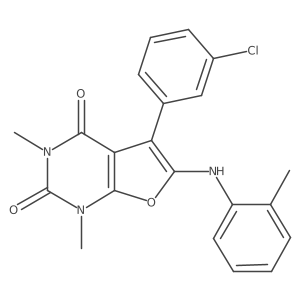 5-(3-chlorophenyl)-1,3-dimethyl-6-(o-tolylamino)furo[2,3-d]pyrimidine-2,4(1H,3H)-dione Structure
