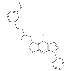 N-(3-methoxybenzyl)-2-(4-oxo-1-phenyl-1,4,6,7-tetrahydropyrazolo[3,4-d]thiazolo[3,2-a]pyrimidin-6-yl)acetamide Structure