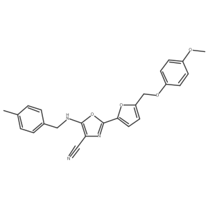 2-(5-((4-Methoxyphenoxy)methyl)furan-2-yl)-5-((4-methylbenzyl)amino)oxazole-4-carbonitrile Structure
