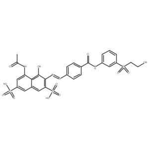 5-(Acetylamino)-4-hydroxy-3-[2-[4-[[[3-[(2-hydroxyethyl)sulfonyl]phenyl]amino]carbonyl]phenyl]diazenyl]-2,7-naphthalenedisulfonic acid Structure