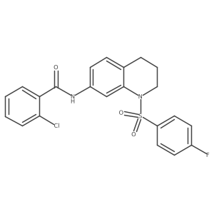 2-chloro-N-(1-((4-fluorophenyl)sulfonyl)-1,2,3,4-tetrahydroquinolin-7-yl)benzamide结构式