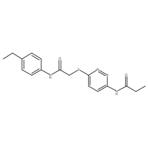 N-(6-((2-((4-ethylphenyl)amino)-2-oxoethyl)thio)pyridazin-3-yl)propionamide结构式