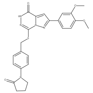 1-[4-({[2-(3,4-dimethoxyphenyl)-4-oxo-4H,5H-pyrazolo[1,5-d][1,2,4]triazin-7-yl]sulfanyl}methyl)phenyl]pyrrolidin-2-one结构式