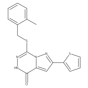 7-{[(2-methylphenyl)methyl]sulfanyl}-2-(thiophen-2-yl)-4H,5H-pyrazolo[1,5-d][1,2,4]triazin-4-one Structure