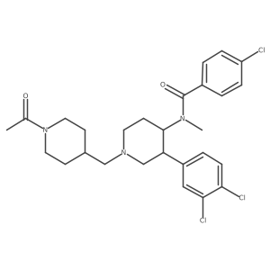 N-[(3R,4R)-1-[(1-acetylpiperidin-4-yl)methyl]-3-(3,4-dichlorophenyl)piperidin-4-yl]-4-chloro-N-methylbenzamide Structure