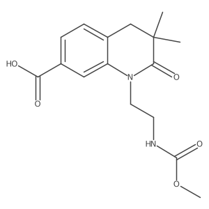 1,2,3,4-Tetrahydro-1-[2-[(methoxycarbonyl)amino]ethyl]-3,3-dimethyl-2-oxo-7-quinolinecarboxylic acid结构式