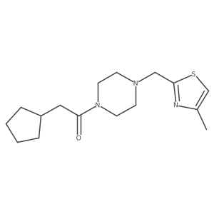 2-Cyclopentyl-1-(4-((4-methylthiazol-2-yl)methyl)piperazin-1-yl)ethan-1-one结构式