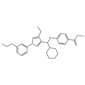 methyl 4-({cyclohexyl[1-(3-ethoxyphenyl)-3-ethyl-1H-pyrazol-4-yl]methyl}amino)benzoate结构式