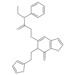N-ethyl-2-({4-oxo-3-[2-(thiophen-2-yl)ethyl]-3,4-dihydrothieno[3,2-d]pyrimidin-2-yl}sulfanyl)-N-phenylacetamide结构式