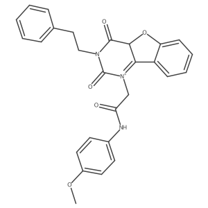 2-[4,6-dioxo-5-(2-phenylethyl)-8-oxa-3,5-diazatricyclo[7.4.0.0^{2,7}]trideca-1(9),2(7),10,12-tetraen-3-yl]-N-(4-methoxyphenyl)acetamide结构式