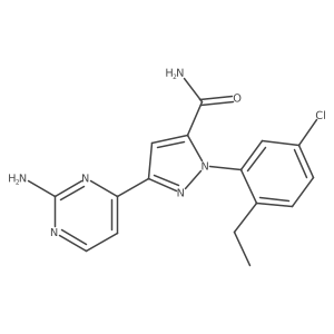 5-(2-Aminopyrimidin-4-yl)-2-(5-chloro-2-ethylphenyl)pyrazole-3-carboxamide Structure