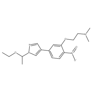 2-(5-(1-(1-ethoxyethyl)-1H-pyrazol-4-yl)-2-nitrophenoxy)-N,N-diMethylethanaMine结构式